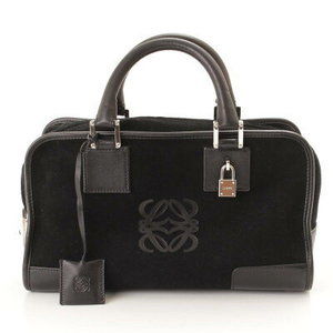 Loewe Amazona Suede x Handbag with Padlock Black